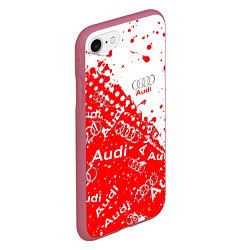 Чехол iPhone 7/8 матовый АУДИ Autosport брызги Паттерн, цвет: 3D-малиновый — фото 2