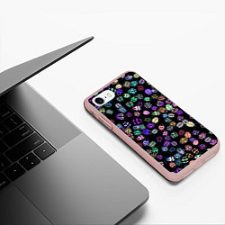 Чехол iPhone 7/8 матовый Неоновые жуки, цвет: 3D-светло-розовый — фото 2