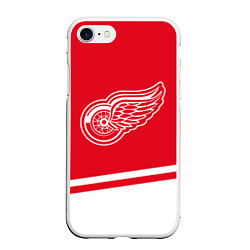 Чехол iPhone 7/8 матовый Detroit Red Wings, Детройт Ред Уингз Диагональные, цвет: 3D-белый