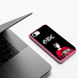 Чехол iPhone 7/8 матовый Lil Peep GBC Лил Пип Надпись, цвет: 3D-малиновый — фото 2