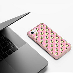 Чехол iPhone 7/8 матовый Яблочные дольки на розовом фоне с эффектом 3D, цвет: 3D-светло-розовый — фото 2