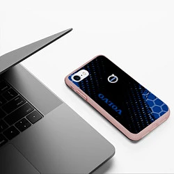 Чехол iPhone 7/8 матовый Volvo - Вольво Sport соты, цвет: 3D-светло-розовый — фото 2