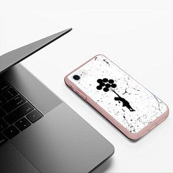 Чехол iPhone 7/8 матовый Banksy - Бэнкси девочка с воздушными шарами, цвет: 3D-светло-розовый — фото 2