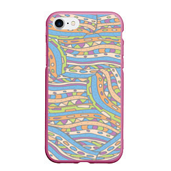 Чехол iPhone 7/8 матовый Разноцветный геометрический узор в стиле дудл