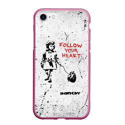 Чехол iPhone 7/8 матовый BANKSY БЭНКСИ следуй за своим сердцем, цвет: 3D-малиновый