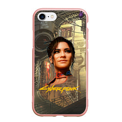 Чехол iPhone 7/8 матовый Panam cyberpunk 2077, цвет: 3D-светло-розовый