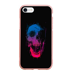 Чехол iPhone 7/8 матовый Череп Неоновый градиент, цвет: 3D-светло-розовый