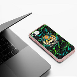 Чехол iPhone 7/8 матовый Череп и серфинг, цвет: 3D-светло-розовый — фото 2