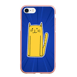 Чехол iPhone 7/8 матовый Длинный желтый кот, цвет: 3D-светло-розовый