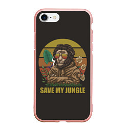 Чехол iPhone 7/8 матовый Лев в джунглях