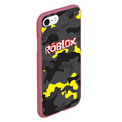 Чехол iPhone 7/8 матовый Roblox Камуфляж Жёлто-Серый, цвет: 3D-малиновый — фото 2