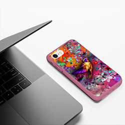 Чехол iPhone 7/8 матовый Колибри Floral Pattern, цвет: 3D-малиновый — фото 2