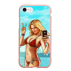 Чехол iPhone 7/8 матовый GTA Beach girl, цвет: 3D-светло-розовый