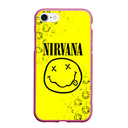 Чехол iPhone 7/8 матовый NIRVANA лого, цвет: 3D-малиновый