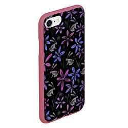 Чехол iPhone 7/8 матовый Зайцы в ночном саду, цвет: 3D-малиновый — фото 2