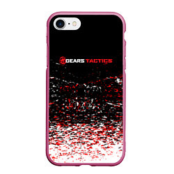 Чехол iPhone 7/8 матовый Gears tactics белые красные брызги