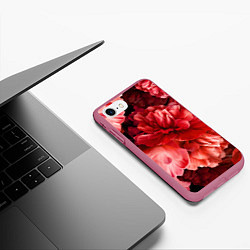 Чехол iPhone 7/8 матовый Цветы Красные Пионы, цвет: 3D-малиновый — фото 2