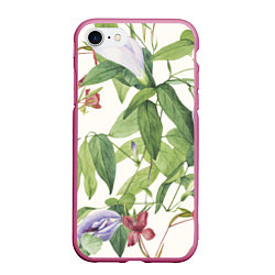 Чехол iPhone 7/8 матовый Цветы Нежная Листва, цвет: 3D-малиновый