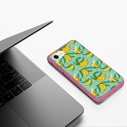 Чехол iPhone 7/8 матовый Banana pattern Summer Fashion 2022, цвет: 3D-малиновый — фото 2