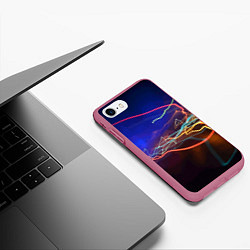 Чехол iPhone 7/8 матовый Neon vanguard pattern Lightning Fashion 2023, цвет: 3D-малиновый — фото 2