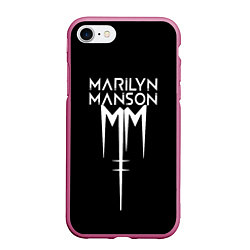 Чехол iPhone 7/8 матовый Marilyn manson rock n roll, цвет: 3D-малиновый