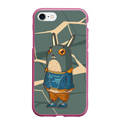 Чехол iPhone 7/8 матовый Удивленный кролик, цвет: 3D-малиновый