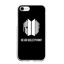 Чехол iPhone 7/8 матовый BTS WE ARE BULLETPROOF БТС - мы пуленепробиваемые, цвет: 3D-белый