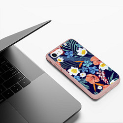 Чехол iPhone 7/8 матовый Цветы Экзотические, цвет: 3D-светло-розовый — фото 2