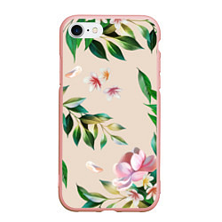 Чехол iPhone 7/8 матовый Цветы Летние, цвет: 3D-светло-розовый