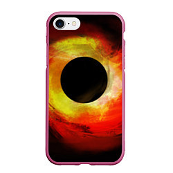 Чехол iPhone 7/8 матовый Черная дыра на красно-желтом фоне
