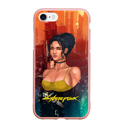 Чехол iPhone 7/8 матовый Панам рисунок Cyberpunk 2077, цвет: 3D-светло-розовый