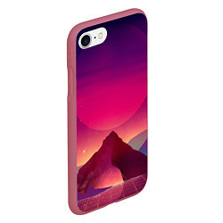 Чехол iPhone 7/8 матовый Горы Космос Neon Психоделика, цвет: 3D-малиновый — фото 2