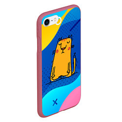 Чехол iPhone 7/8 матовый Спокойный кот Йога, цвет: 3D-малиновый — фото 2