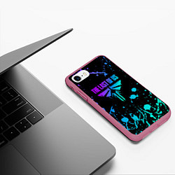 Чехол iPhone 7/8 матовый The last of us брызги в неоновом окрккасе, цвет: 3D-малиновый — фото 2