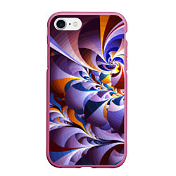 Чехол iPhone 7/8 матовый Оранжево - голубой фрактал, цвет: 3D-малиновый