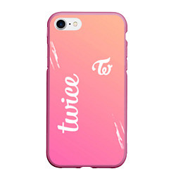 Чехол iPhone 7/8 матовый Twice - название и лого группы под Градиент, цвет: 3D-малиновый