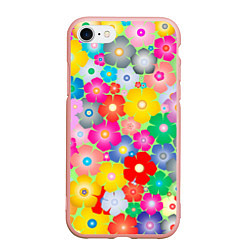 Чехол iPhone 7/8 матовый Цветочки фон, цвет: 3D-светло-розовый