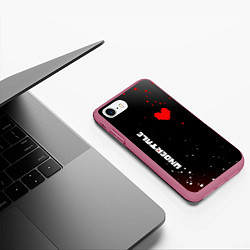 Чехол iPhone 7/8 матовый Undertale брызги красок, цвет: 3D-малиновый — фото 2