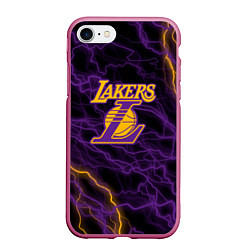 Чехол iPhone 7/8 матовый Лейкерс Lakers яркие молнии