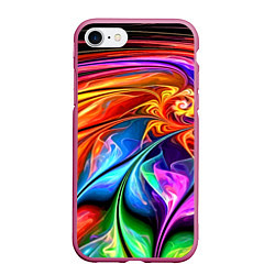 Чехол iPhone 7/8 матовый Красочный абстрактный цветочный паттерн Color abst, цвет: 3D-малиновый