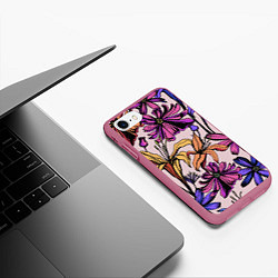 Чехол iPhone 7/8 матовый Цветы Разноцветные, цвет: 3D-малиновый — фото 2