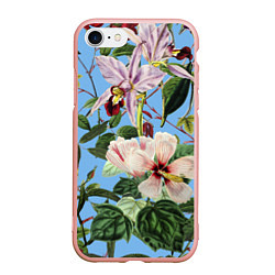 Чехол iPhone 7/8 матовый Цветы Сине-Цветочный Букет, цвет: 3D-светло-розовый