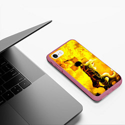 Чехол iPhone 7/8 матовый ПЛАМЕННАЯ БРИГАДА ПОЖАРНЫХ, FIRE FORCE, цвет: 3D-малиновый — фото 2