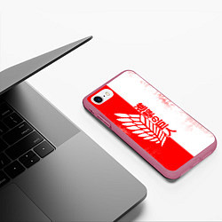 Чехол iPhone 7/8 матовый Attack on titan иероглифами логотип, цвет: 3D-малиновый — фото 2