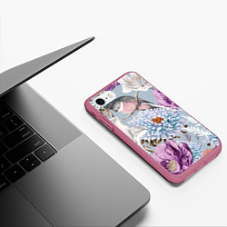 Чехол iPhone 7/8 матовый Цветы Чудесный Весенний Узор, цвет: 3D-малиновый — фото 2