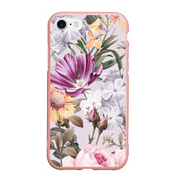 Чехол iPhone 7/8 матовый Цветы Романтический Букет, цвет: 3D-светло-розовый