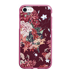 Чехол iPhone 7/8 матовый Цветы Прекрасный Букет, цвет: 3D-малиновый