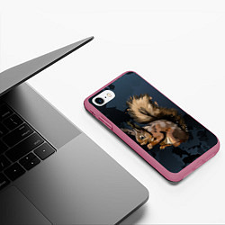 Чехол iPhone 7/8 матовый Милая белочка, цвет: 3D-малиновый — фото 2