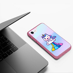 Чехол iPhone 7/8 матовый Взлетающий единорог, цвет: 3D-малиновый — фото 2