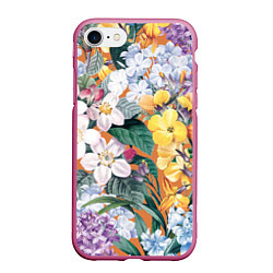 Чехол iPhone 7/8 матовый Цветы Красочный Лакфиоль, цвет: 3D-малиновый